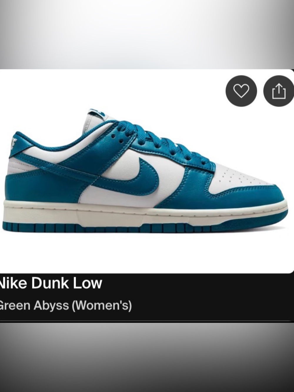 Nike “green abyss” Dark teal and White Low-Top Sneakers with Swoosh